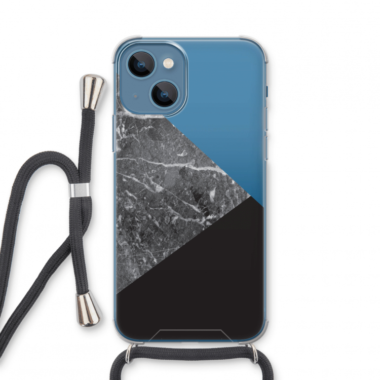 Combinatie marmer: iPhone 13 mini Transparant Hoesje met koord