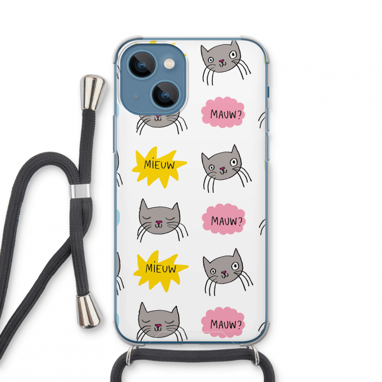 Meow: iPhone 13 mini Transparant Hoesje met koord