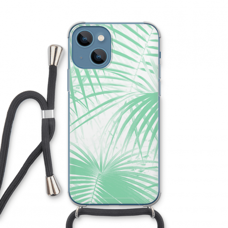 Palmbladeren: iPhone 13 mini Transparant Hoesje met koord
