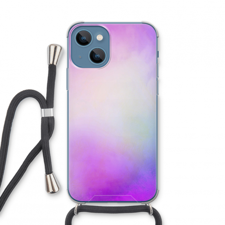 Clouds pastel: iPhone 13 mini Transparant Hoesje met koord