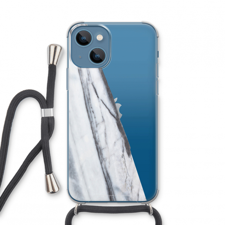 Gestreepte marmer: iPhone 13 mini Transparant Hoesje met koord