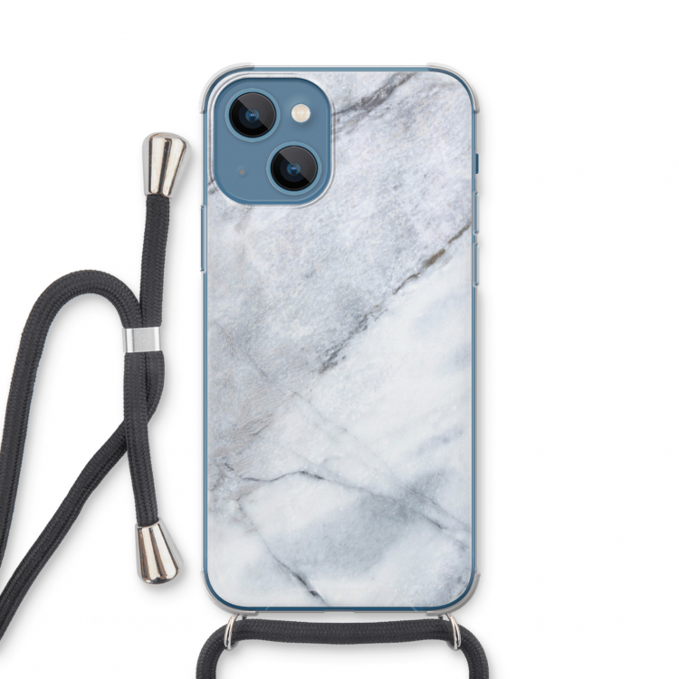 Witte marmer: iPhone 13 mini Transparant Hoesje met koord