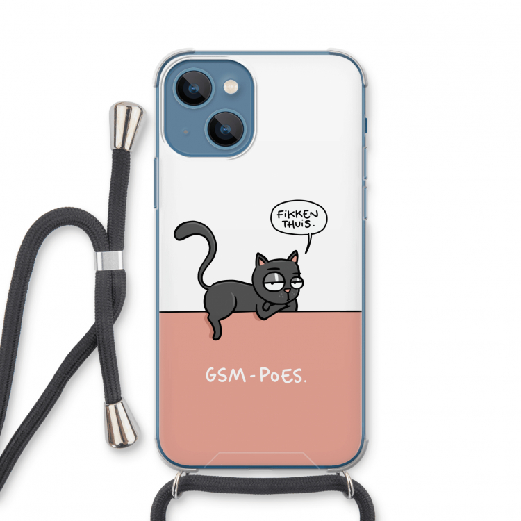 GSM poes: iPhone 13 mini Transparant Hoesje met koord