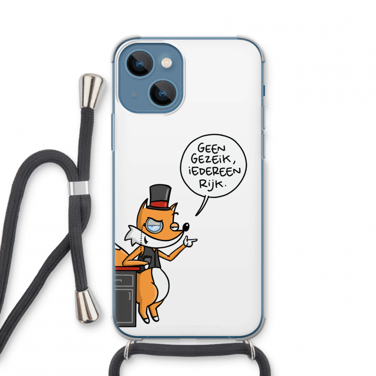 Geen Gezeik: iPhone 13 mini Transparant Hoesje met koord