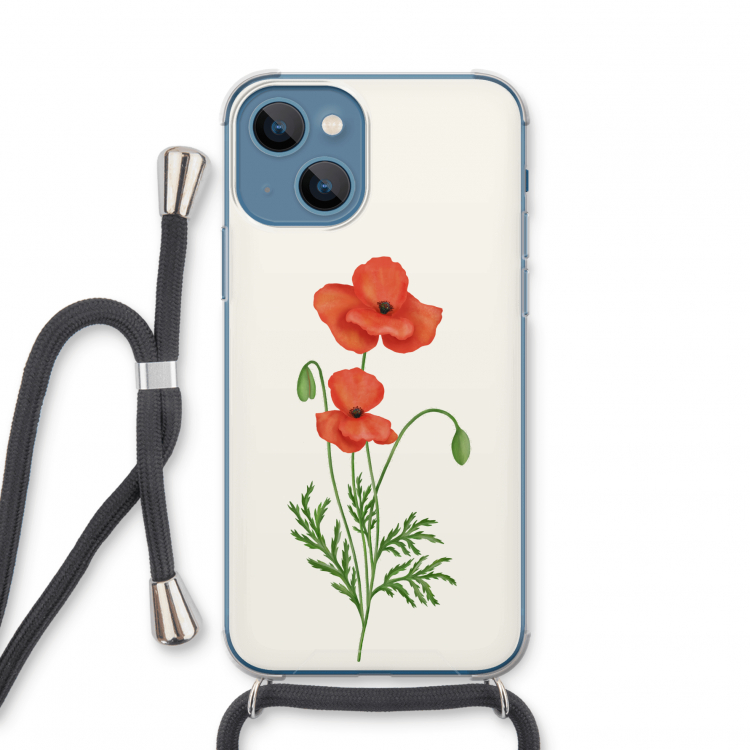 Red poppy: iPhone 13 mini Transparant Hoesje met koord