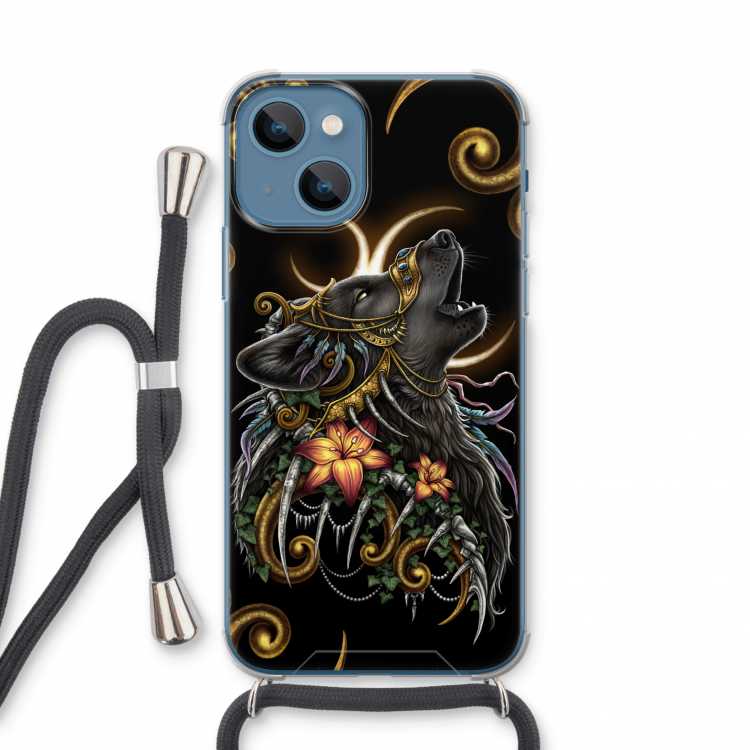 Huilende Wolf: iPhone 13 mini Transparant Hoesje met koord