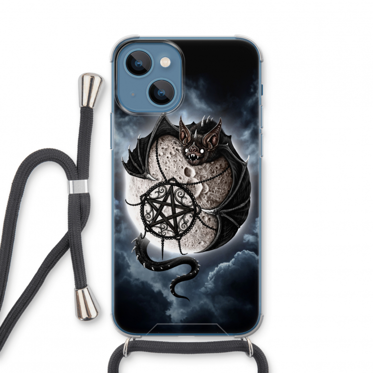 Volle maan: iPhone 13 mini Transparant Hoesje met koord