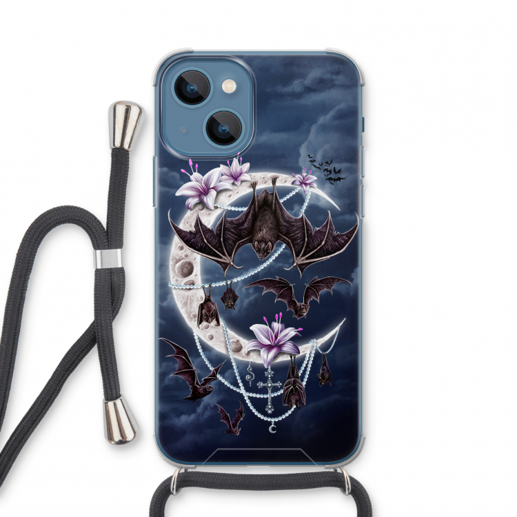 Vleermuizen Maan: iPhone 13 mini Transparant Hoesje met koord