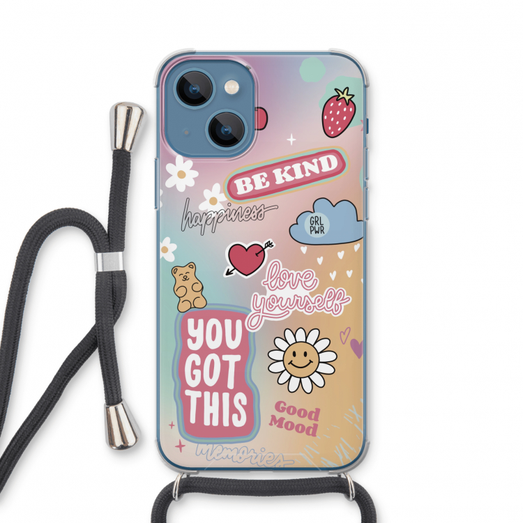 Positivity: iPhone 13 mini Transparant Hoesje met koord