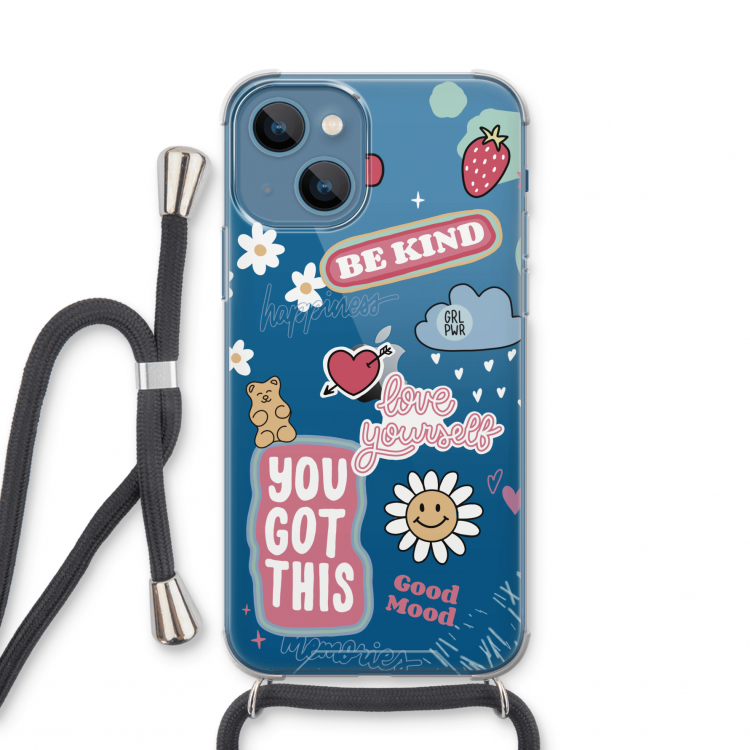 Positivity: iPhone 13 mini Transparant Hoesje met koord