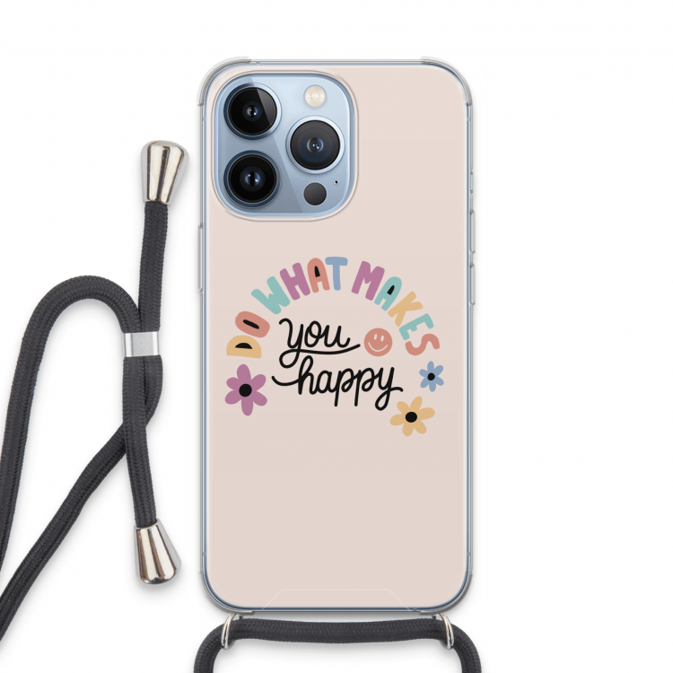 Happy days: iPhone 13 Pro Transparant Hoesje met koord