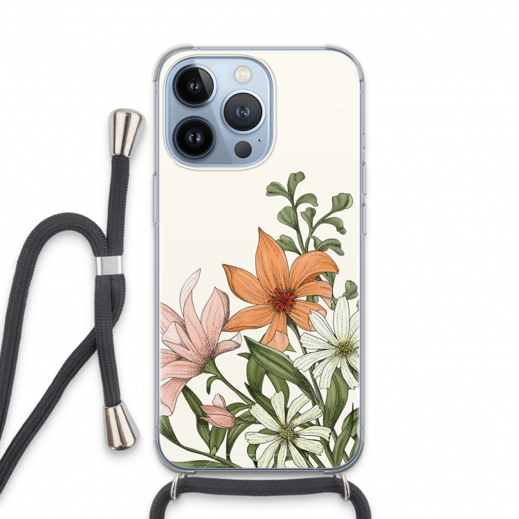 Floral bouquet: iPhone 13 Pro Transparant Hoesje met koord