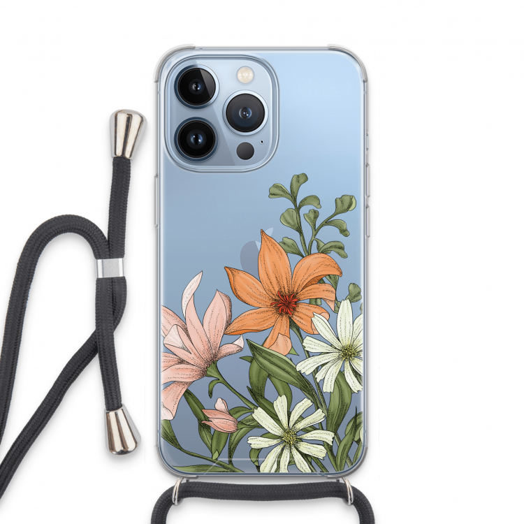 Floral bouquet: iPhone 13 Pro Transparant Hoesje met koord