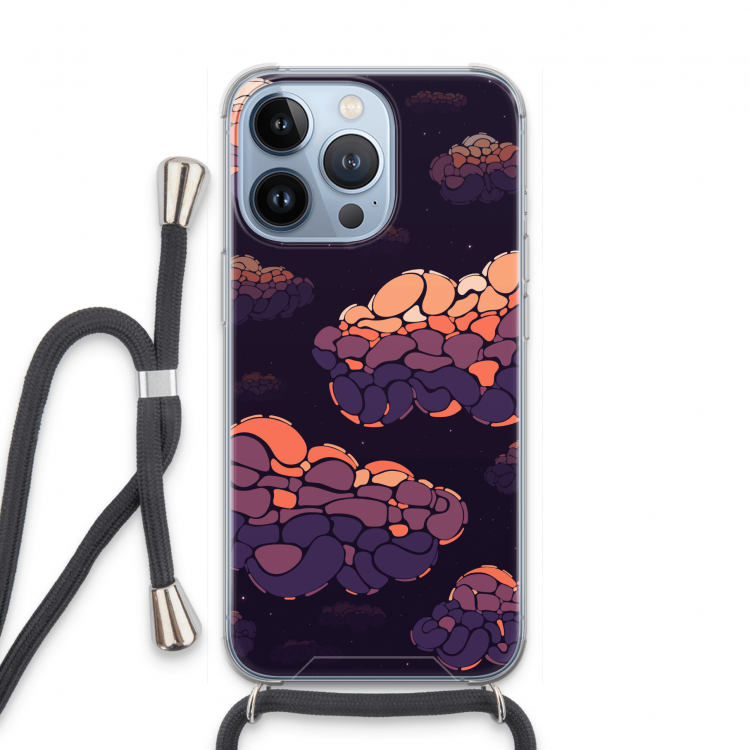 Patroon Wolken: iPhone 13 Pro Transparant Hoesje met koord