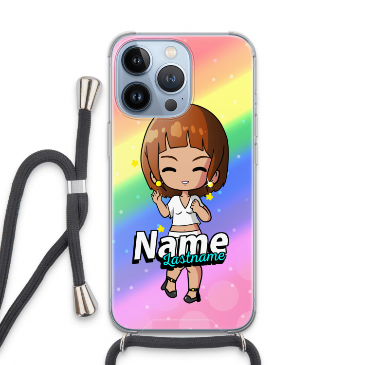 Chibi Maker vrouw: iPhone 13 Pro Transparant Hoesje met koord