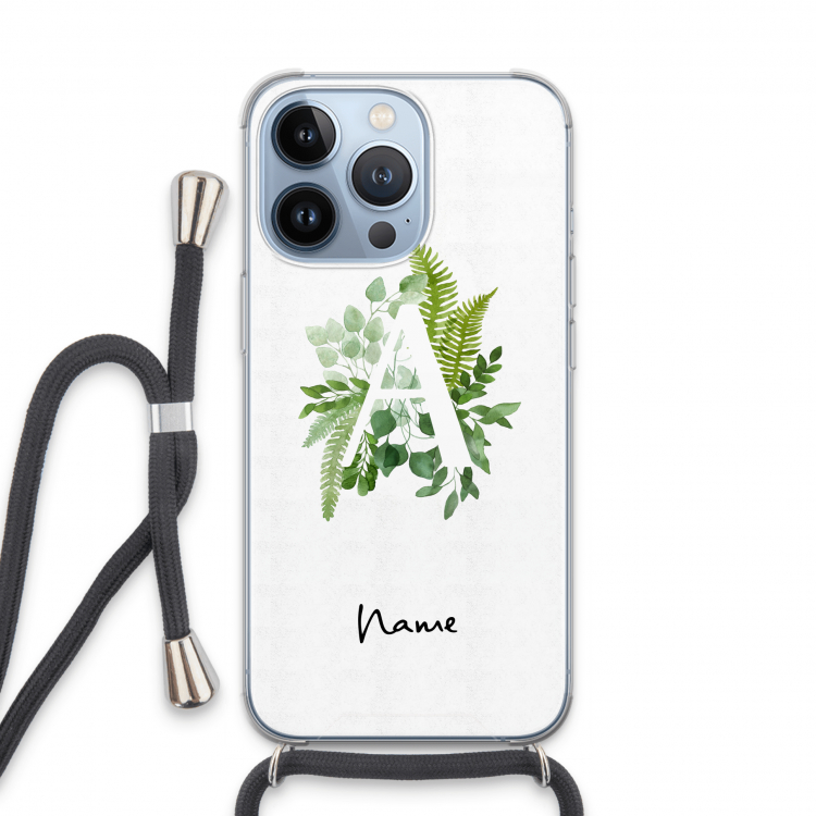 Green Brush: iPhone 13 Pro Transparant Hoesje met koord