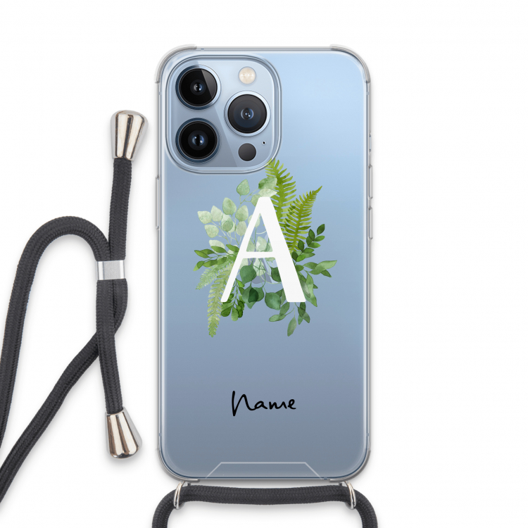 Green Brush: iPhone 13 Pro Transparant Hoesje met koord