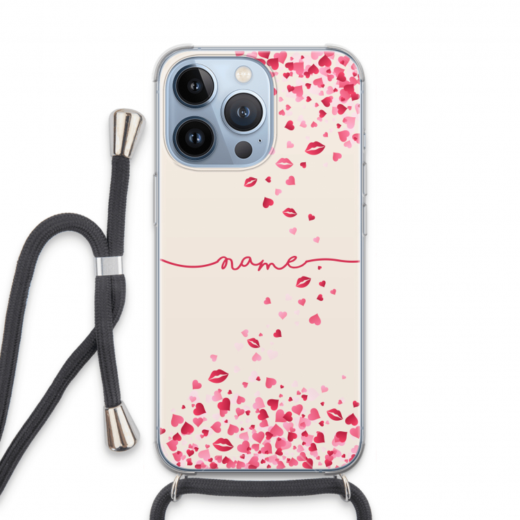 Hartjes en kusjes: iPhone 13 Pro Transparant Hoesje met koord