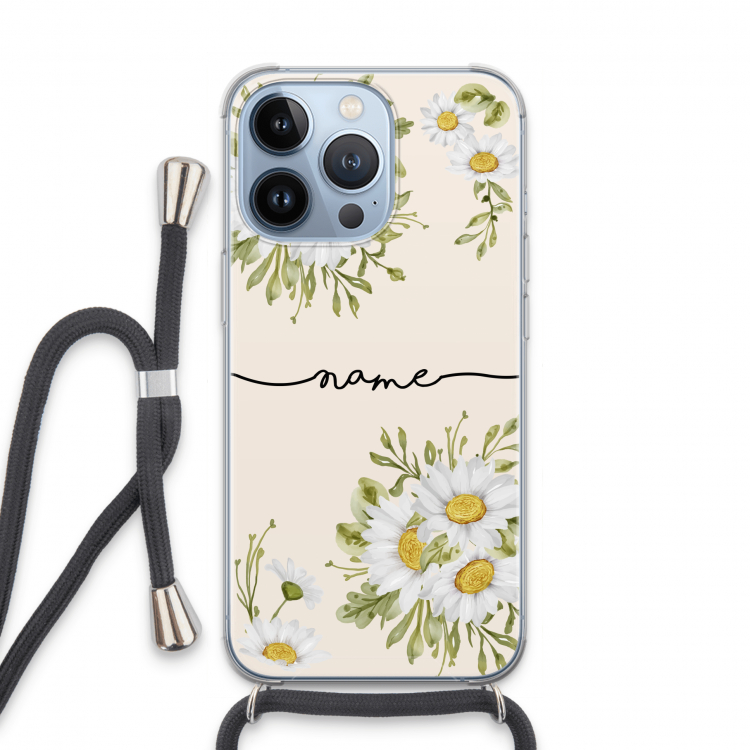 Daisies: iPhone 13 Pro Transparant Hoesje met koord