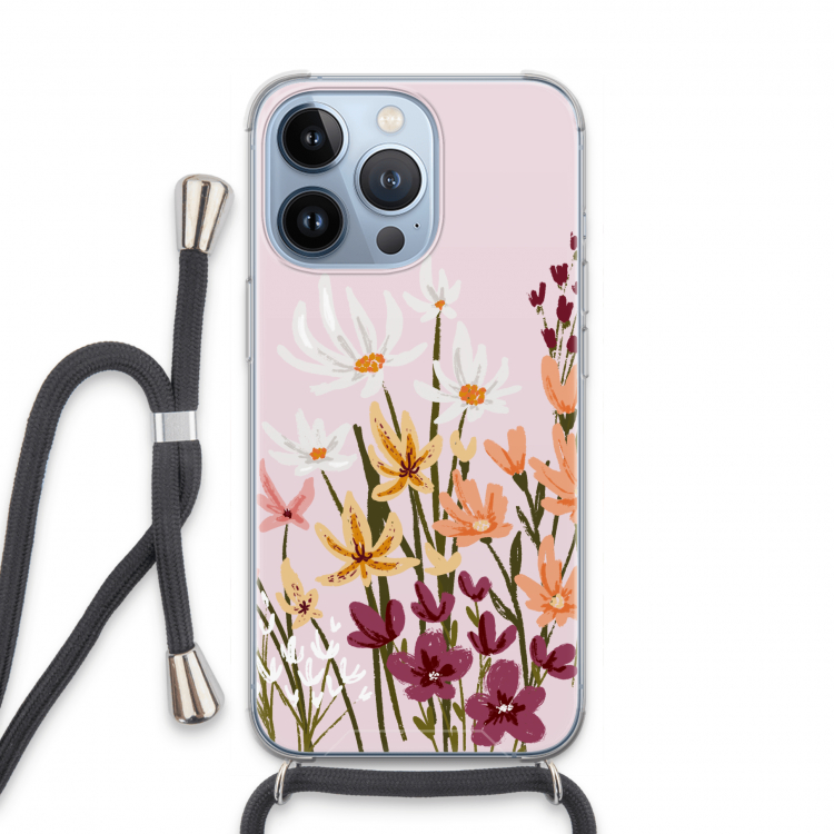 Painted wildflowers: iPhone 13 Pro Transparant Hoesje met koord