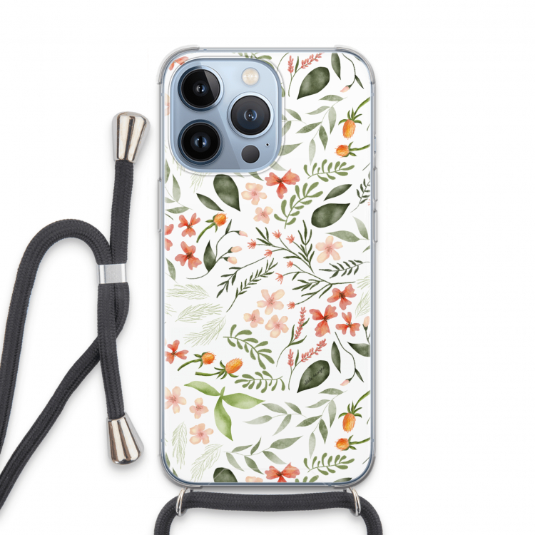 Sweet little flowers: iPhone 13 Pro Transparant Hoesje met koord