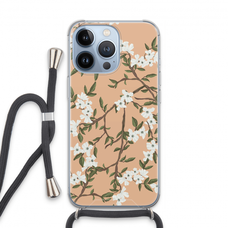 Blossoming spring: iPhone 13 Pro Transparant Hoesje met koord