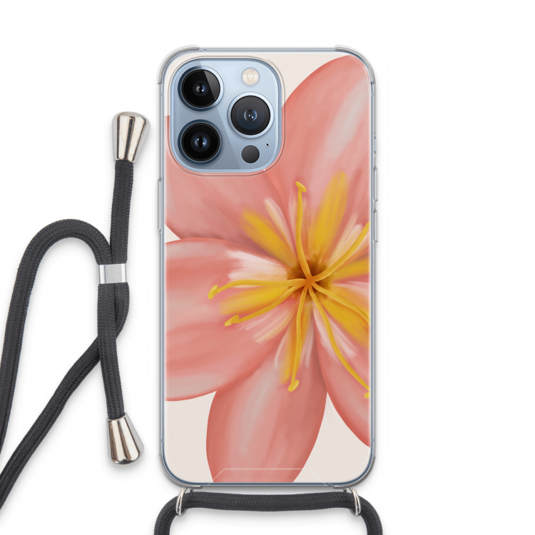 Pink Ellila Flower: iPhone 13 Pro Transparant Hoesje met koord
