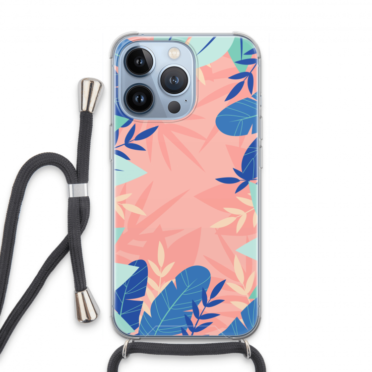 Tropisch: iPhone 13 Pro Transparant Hoesje met koord