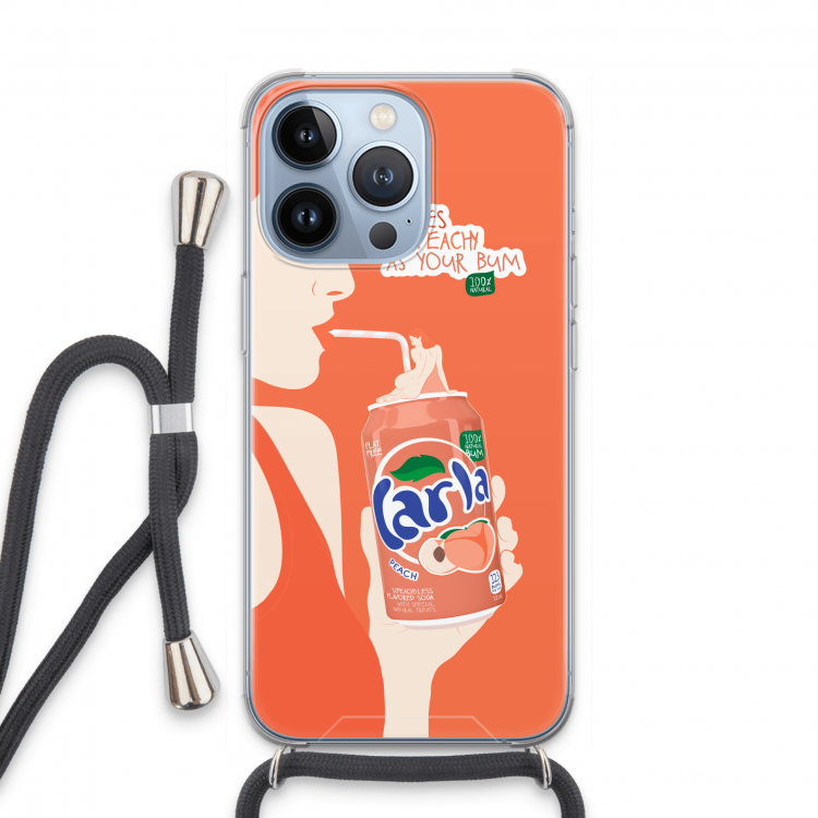 Peach please!: iPhone 13 Pro Transparant Hoesje met koord
