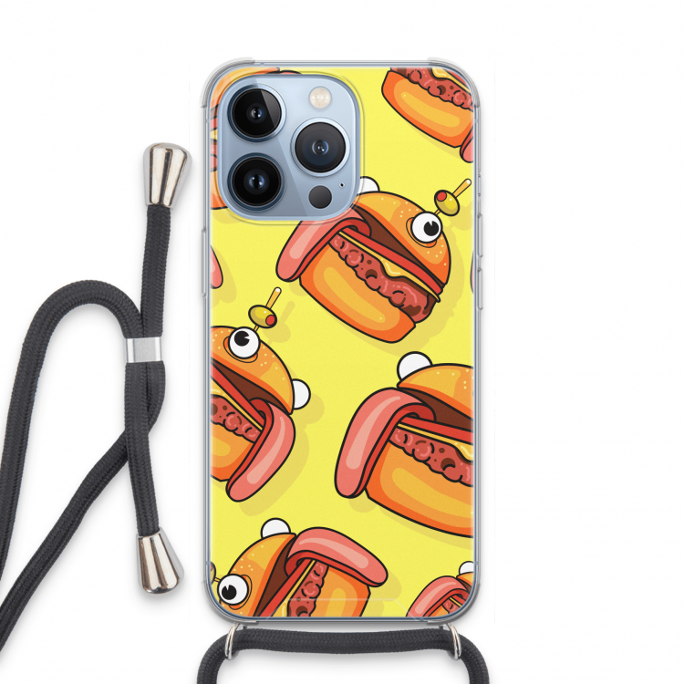 Hamburger: iPhone 13 Pro Transparant Hoesje met koord