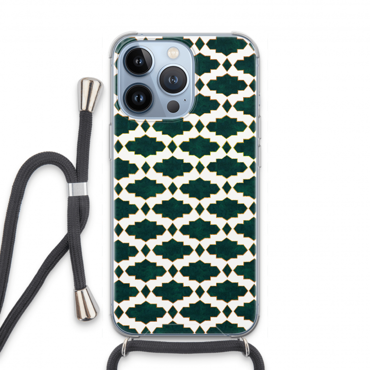 Moroccan tiles: iPhone 13 Pro Transparant Hoesje met koord