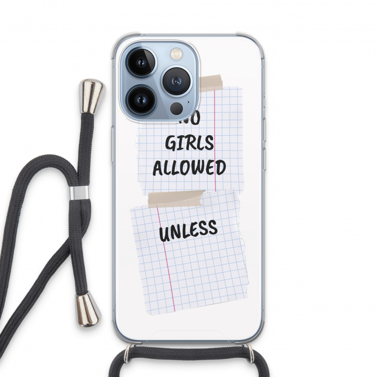 No Girls Allowed Unless: iPhone 13 Pro Transparant Hoesje met koord