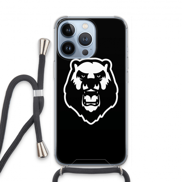 Angry Bear (black): iPhone 13 Pro Transparant Hoesje met koord