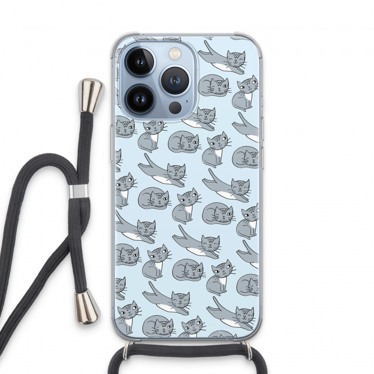 Poezen: iPhone 13 Pro Transparant Hoesje met koord