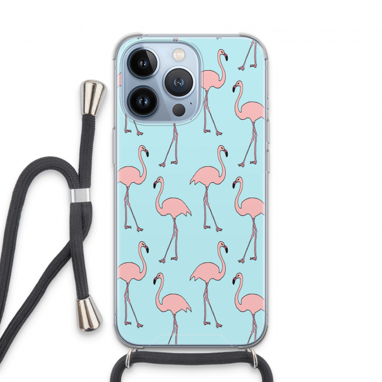 Anything Flamingoes: iPhone 13 Pro Transparant Hoesje met koord
