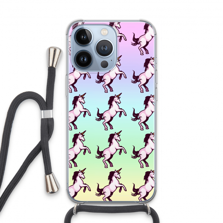 Musketon Unicorn: iPhone 13 Pro Transparant Hoesje met koord