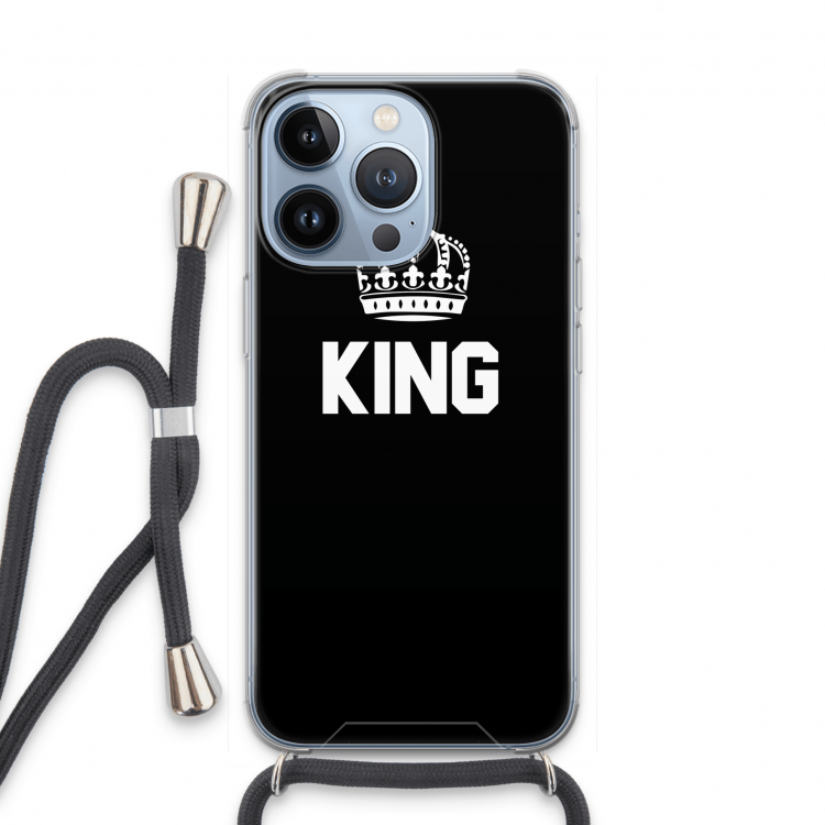 King zwart: iPhone 13 Pro Transparant Hoesje met koord