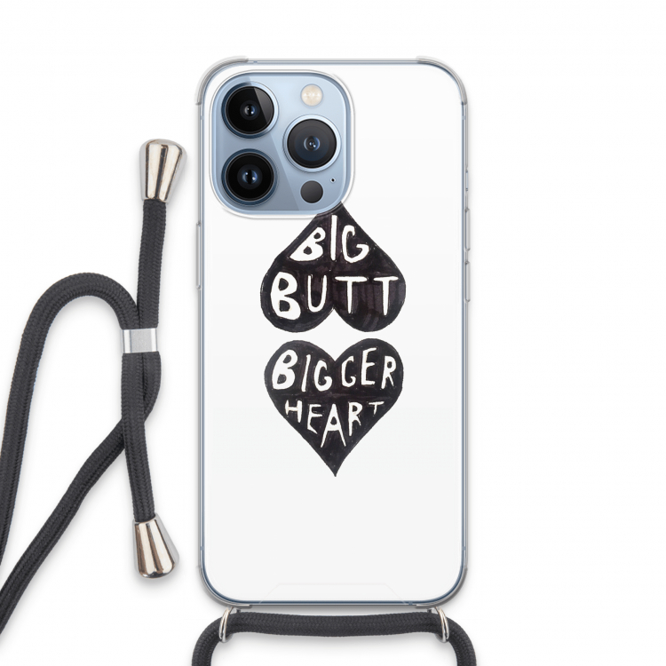 Big butt bigger heart: iPhone 13 Pro Transparant Hoesje met koord