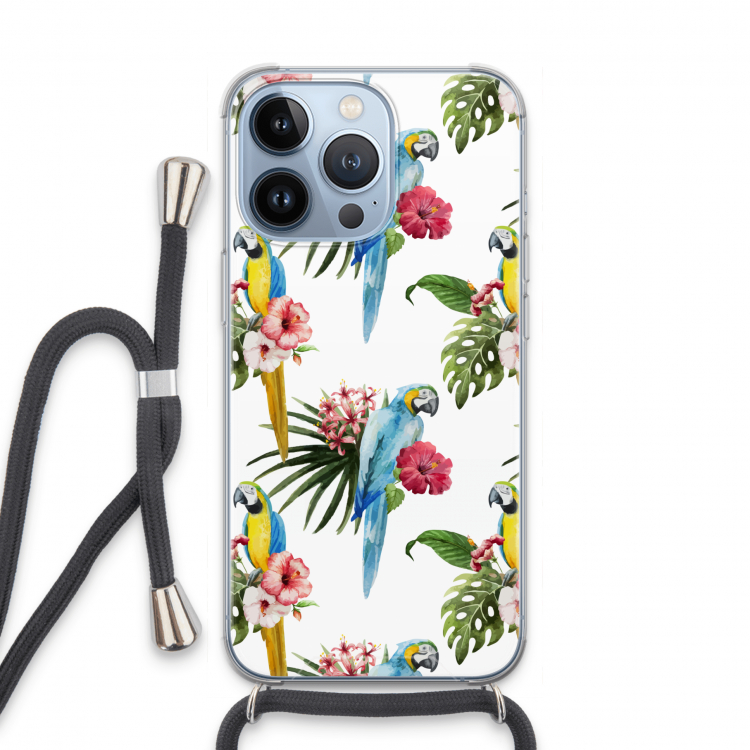 Kleurrijke papegaaien: iPhone 13 Pro Transparant Hoesje met koord