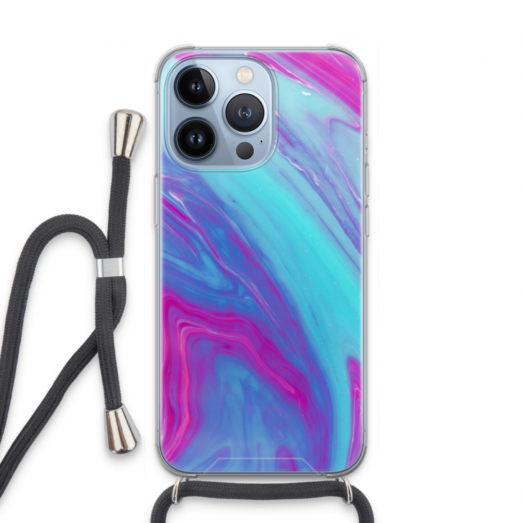 Zweverige regenboog: iPhone 13 Pro Transparant Hoesje met koord