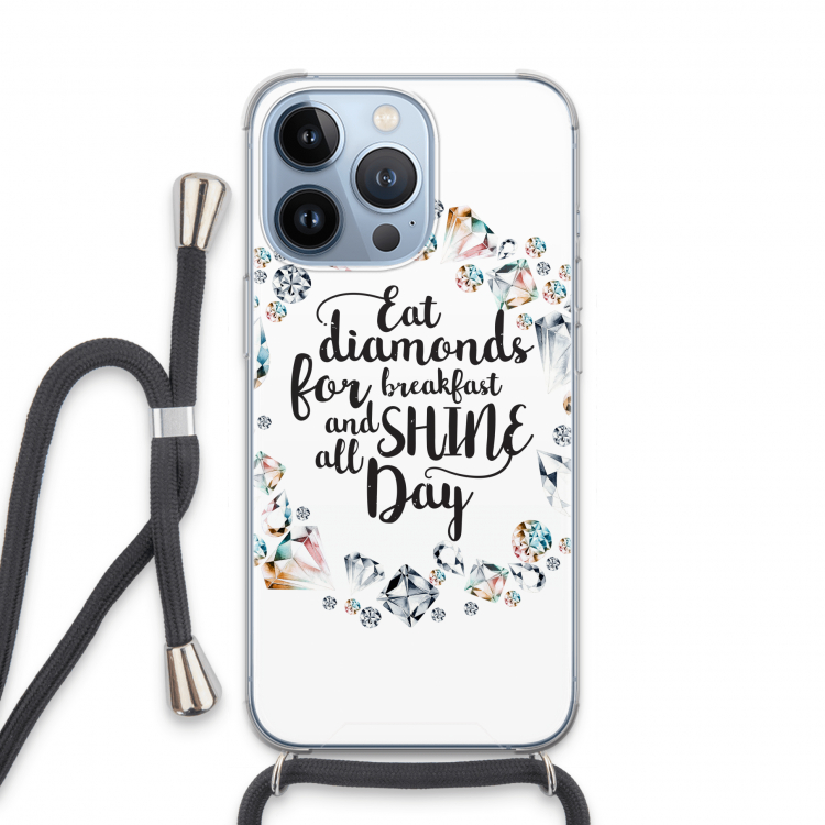 Diamonds: iPhone 13 Pro Transparant Hoesje met koord