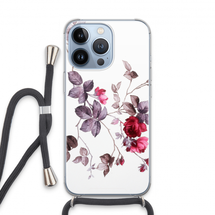 Mooie bloemen: iPhone 13 Pro Transparant Hoesje met koord