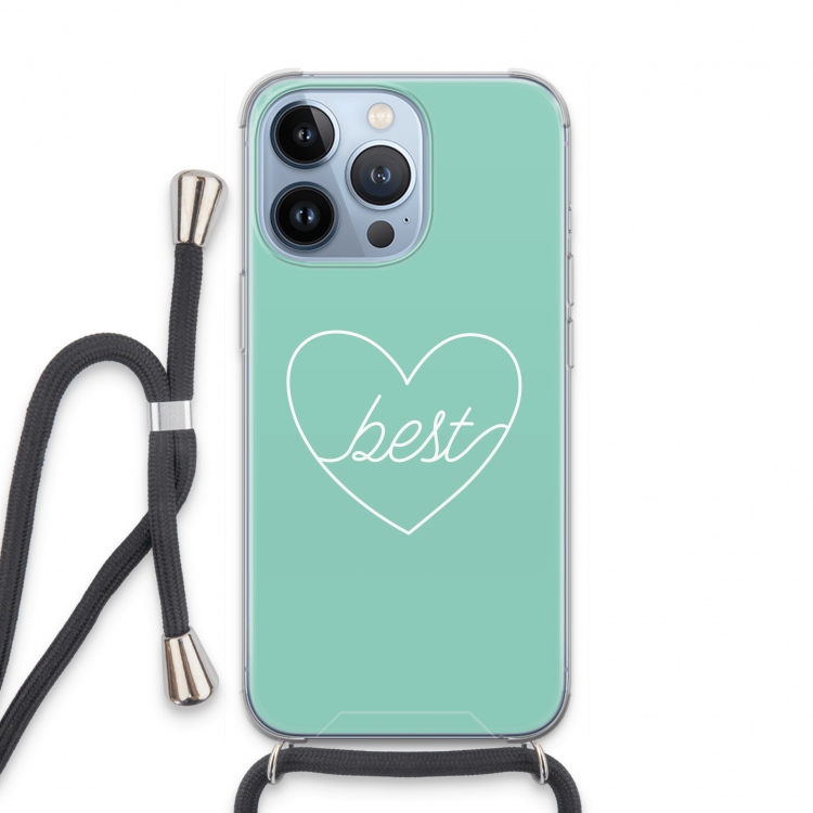 Best heart pastel: iPhone 13 Pro Transparant Hoesje met koord