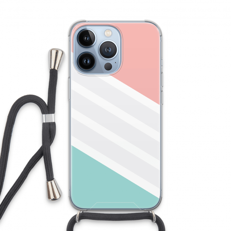 Strepen pastel: iPhone 13 Pro Transparant Hoesje met koord