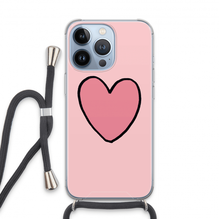 Hartje: iPhone 13 Pro Transparant Hoesje met koord