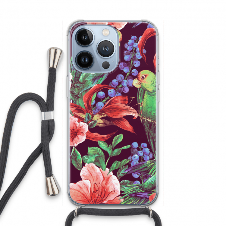 Papegaaien: iPhone 13 Pro Transparant Hoesje met koord