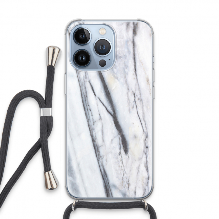 Gestreepte marmer: iPhone 13 Pro Transparant Hoesje met koord