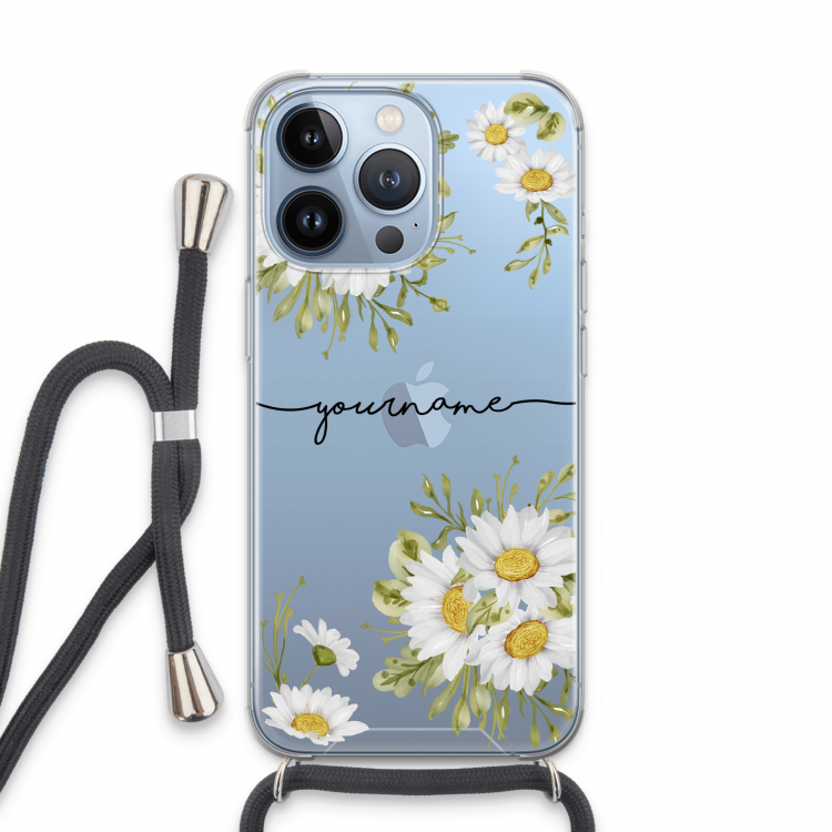 Daisies: iPhone 13 Pro Transparant Hoesje met koord
