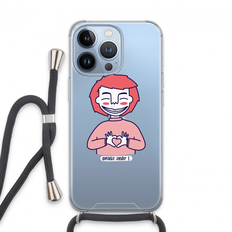 Hartje: iPhone 13 Pro Transparant Hoesje met koord
