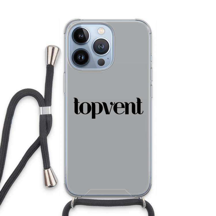 Topvent Grijs Zwart: iPhone 13 Pro Transparant Hoesje met koord